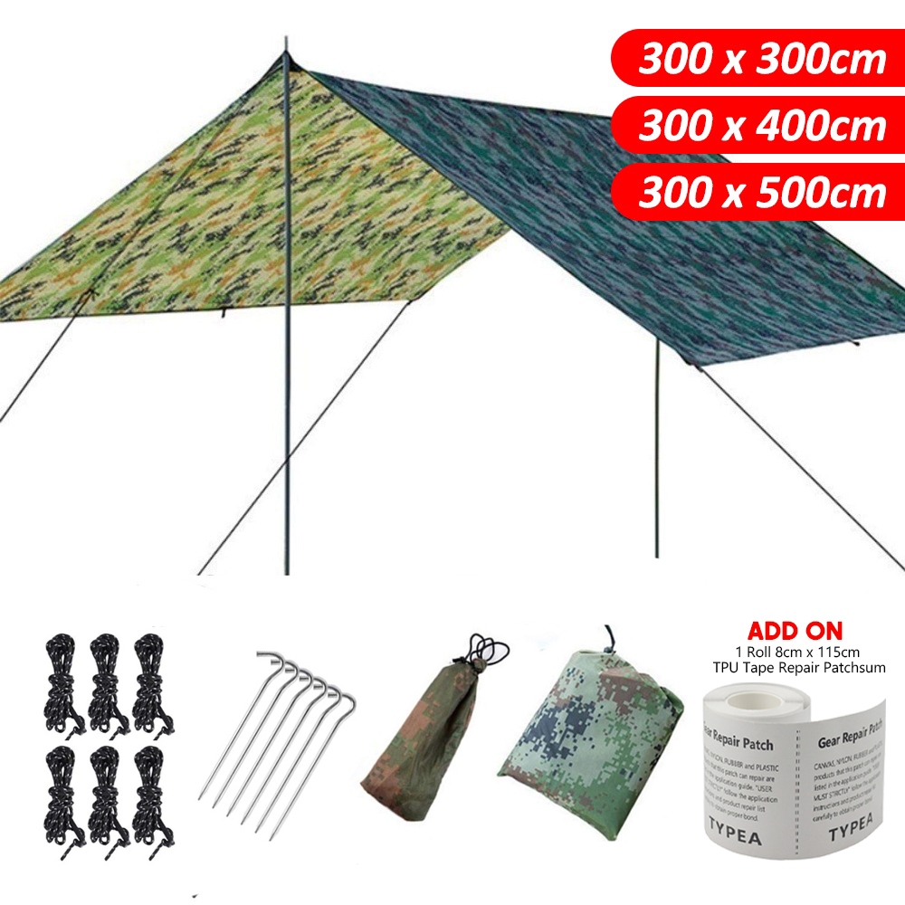 Flysheet Waterproof Groundsheet Khemah Canvas Camping Tarp Tent Alas ...