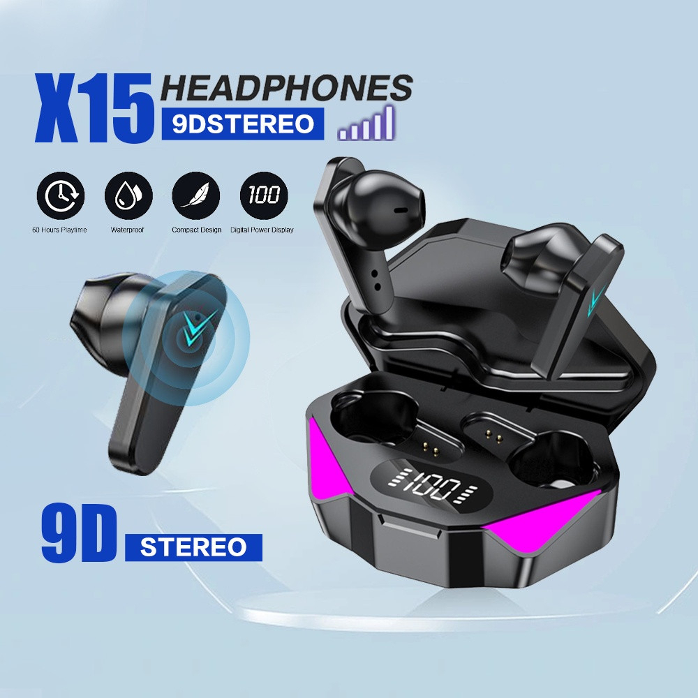 X15 RGB TWS Earbuds Wireless Gaming Headset In-ear Game Headphone ...