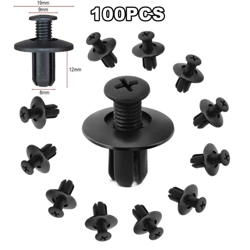 (Fender Clip) 100pc 8mm Car Hole Plastic Rivets Fender Clip Perodua ...