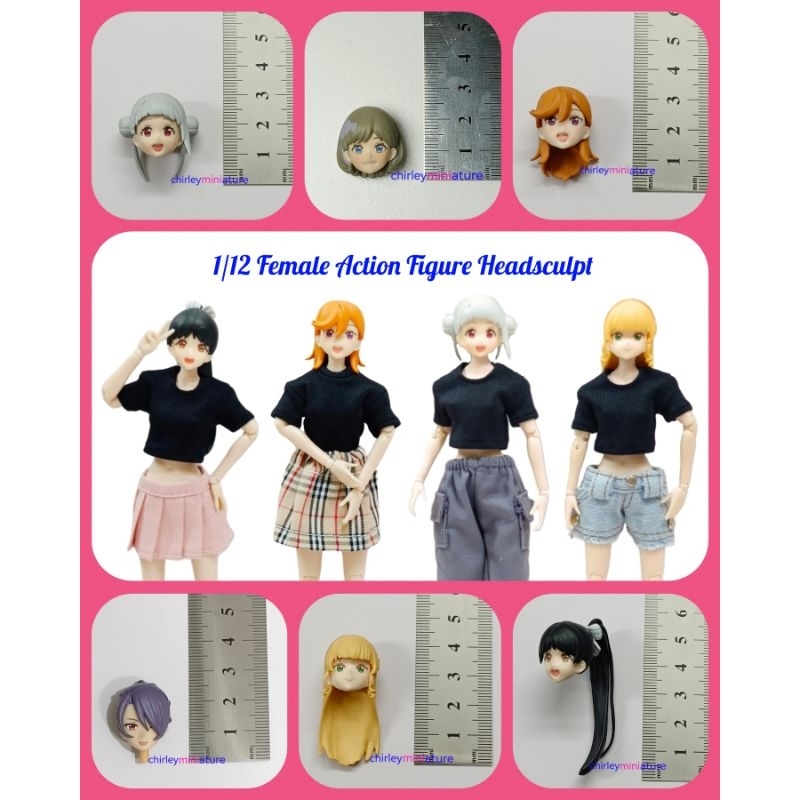 Female action figure head sculpt 1/12 / Figma 1/12 head sculpt Shopee