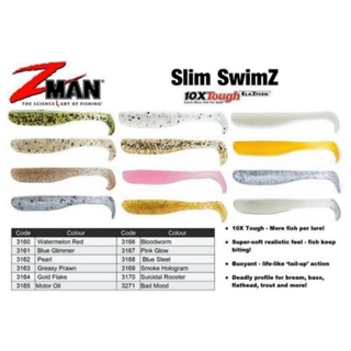 Zman Soft Lure Slim SwimZ 3 Inch 6/Pack
