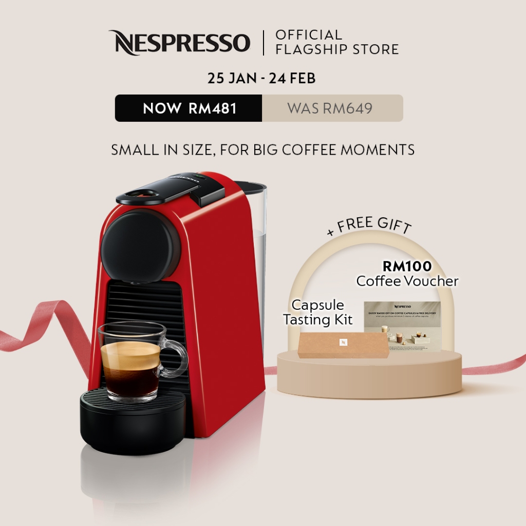 Nespresso Essenza Mini Coffee Machine Ruby Red D30MERENE2 Free