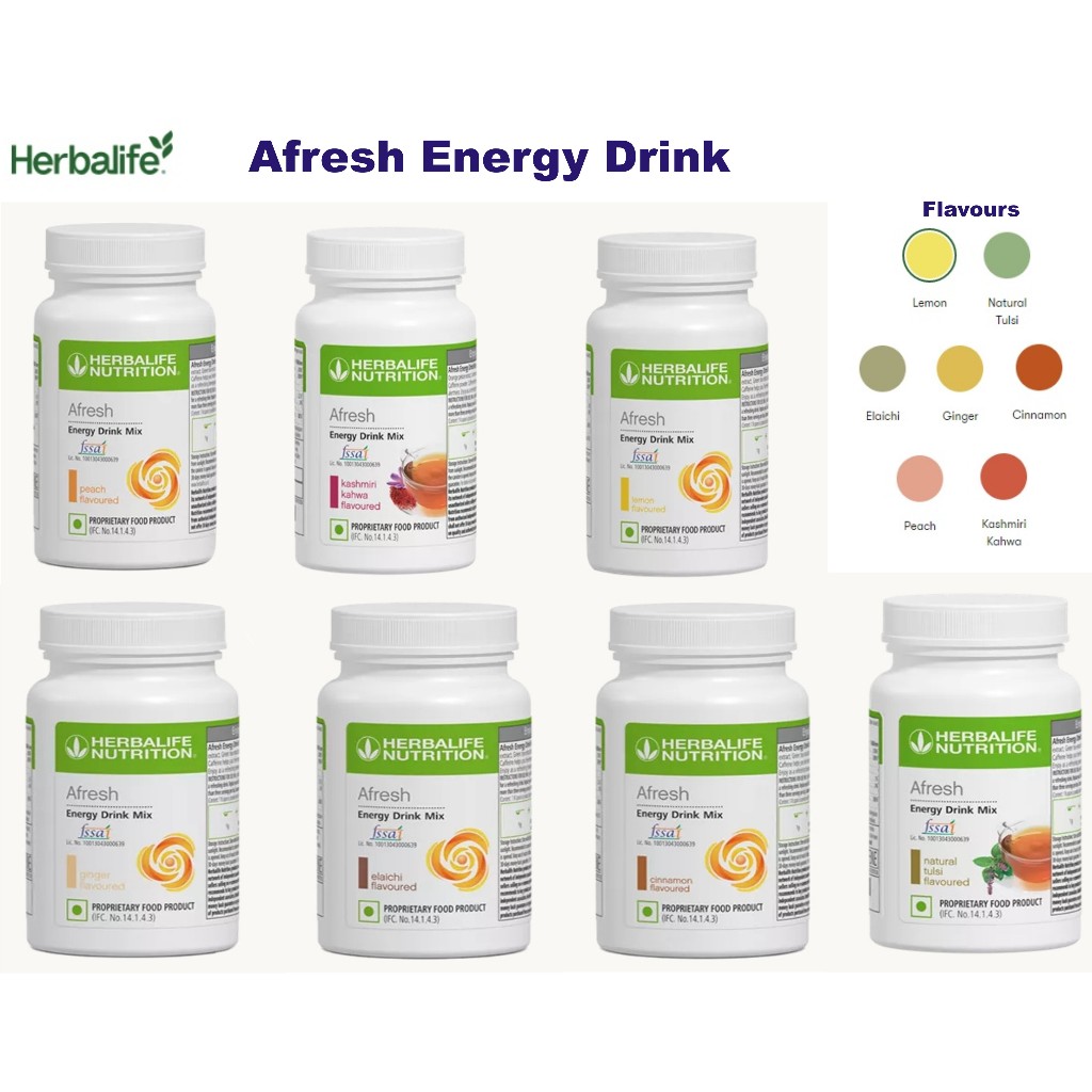 Herbalife Afresh Energy Drinks Ginger Peach Elaichi Natural