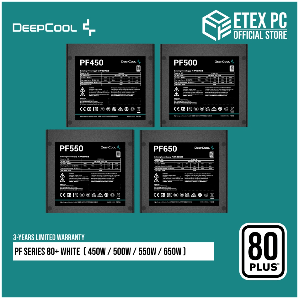 DeepCool PF450 / PF500 / PF550 / PF650 Series 80+ White Power Supply ...