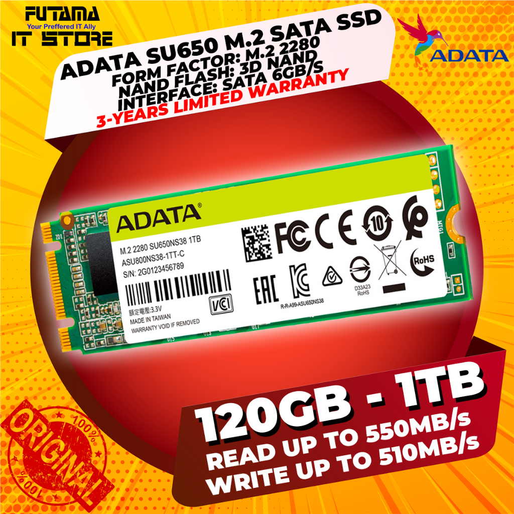 Adata Ultimate Su650 M2 2280 Sata 6gbs Ssd With 3d Nano 120gb ~ 1tb Shopee Malaysia 