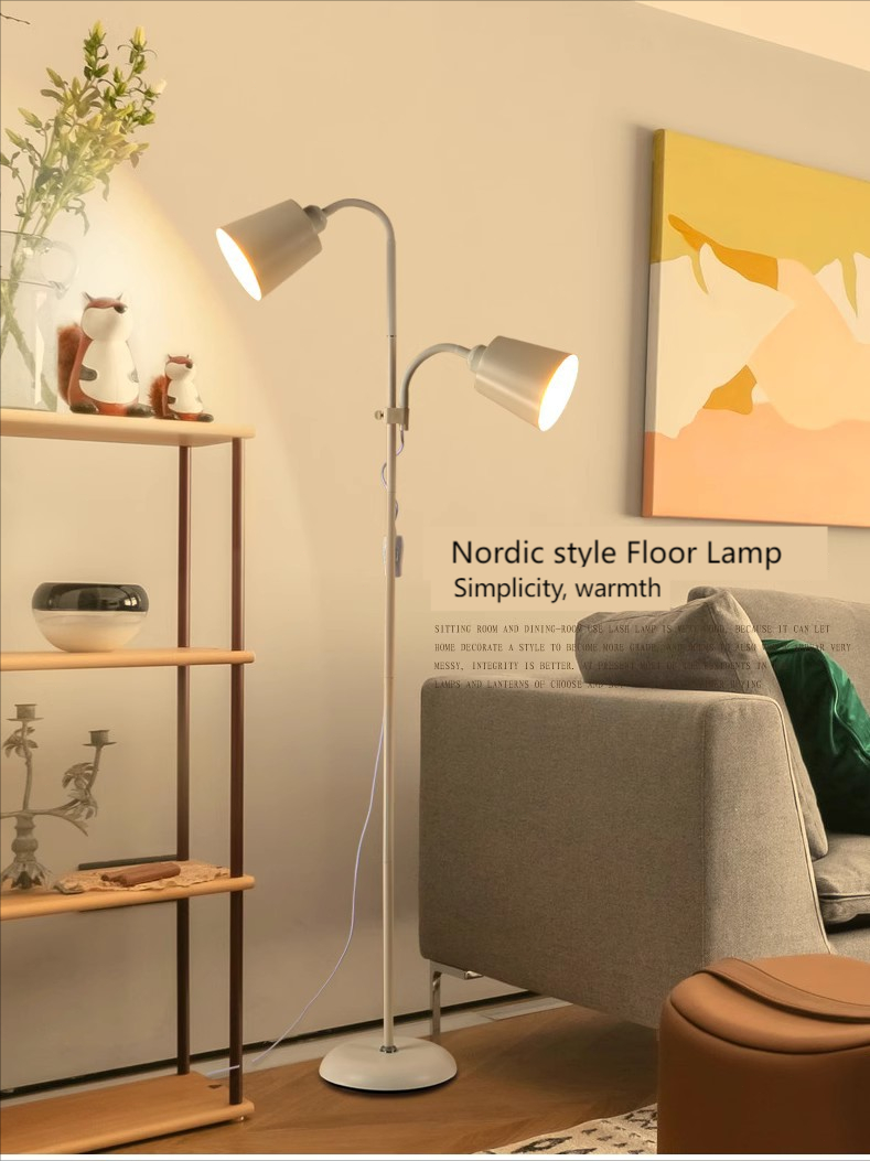 Stand Lamp+2 Bulb Nordic Floor Lamp Standing Lamp Light Bedside Lamp ...