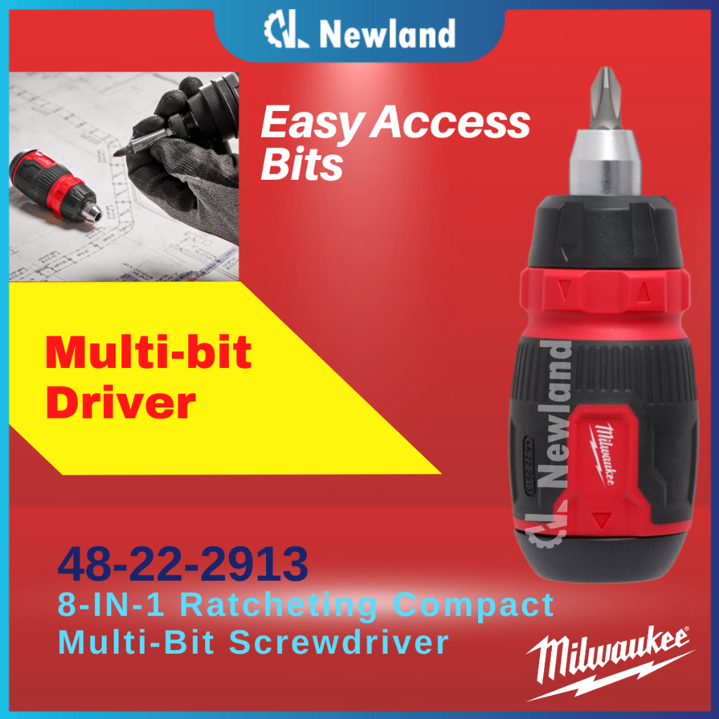 Milwaukee 8-in-1 Ratcheting Compact Multi-Bit Screwdriver | Shopee Malaysia