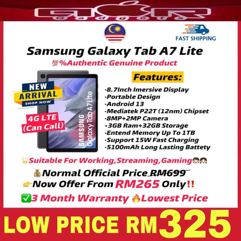 Samsung Galaxy Tab A7 Lite 8.7Inch 60Hz Display Tablet Kids Tablets