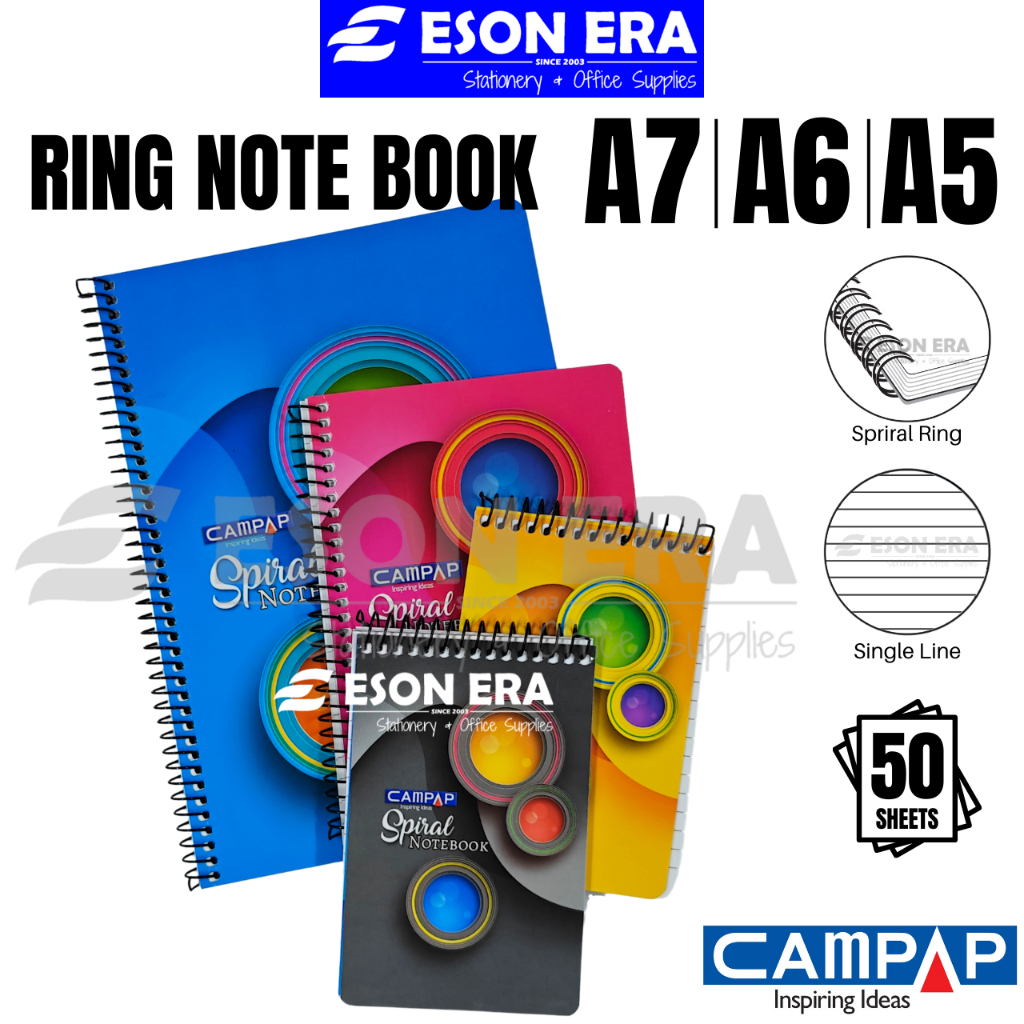 Campap Ring Note Book A7 A6 A5 Buku Nota Kecil Ring Binder Buku 