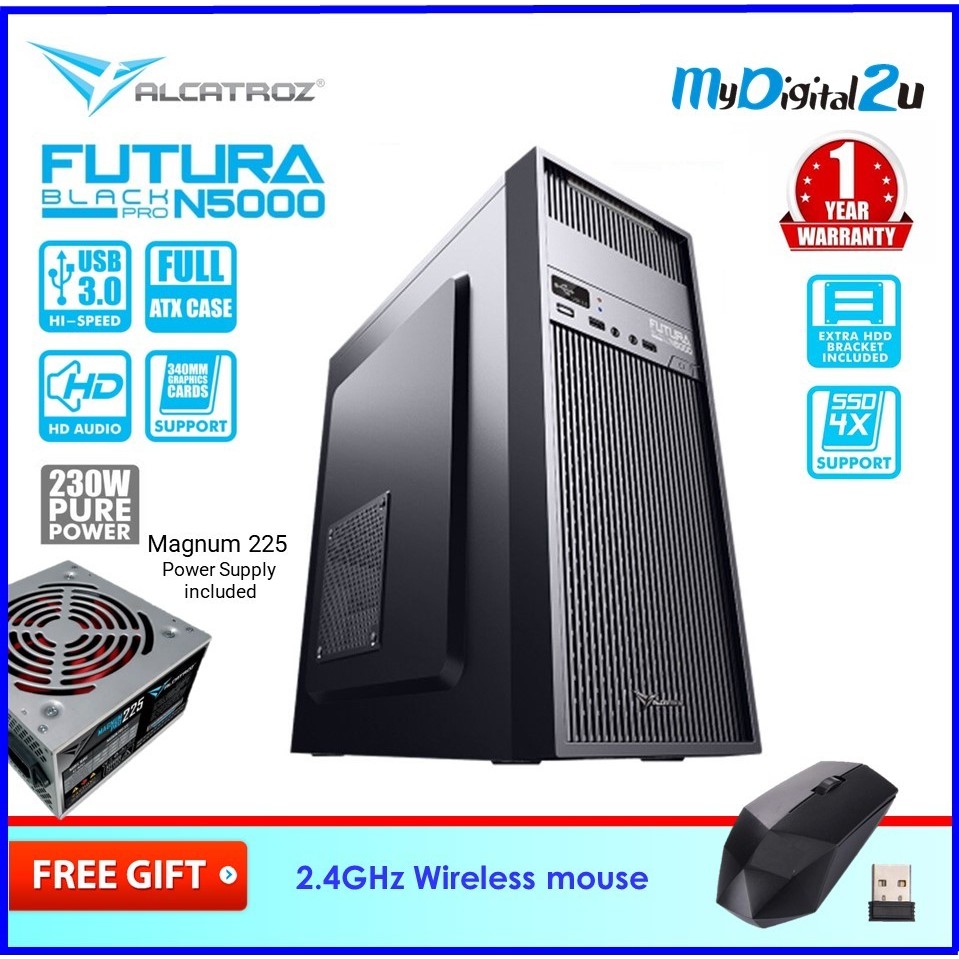 Alcatroz Futura Black N5000 ATX PC Case with 450 Watts Power Supply ...