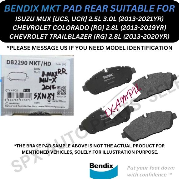 BENDIX DISC BRAKE PAD REAR FOR ISUZU MUX '13-21YR / CHEVROLET COLORADO ...
