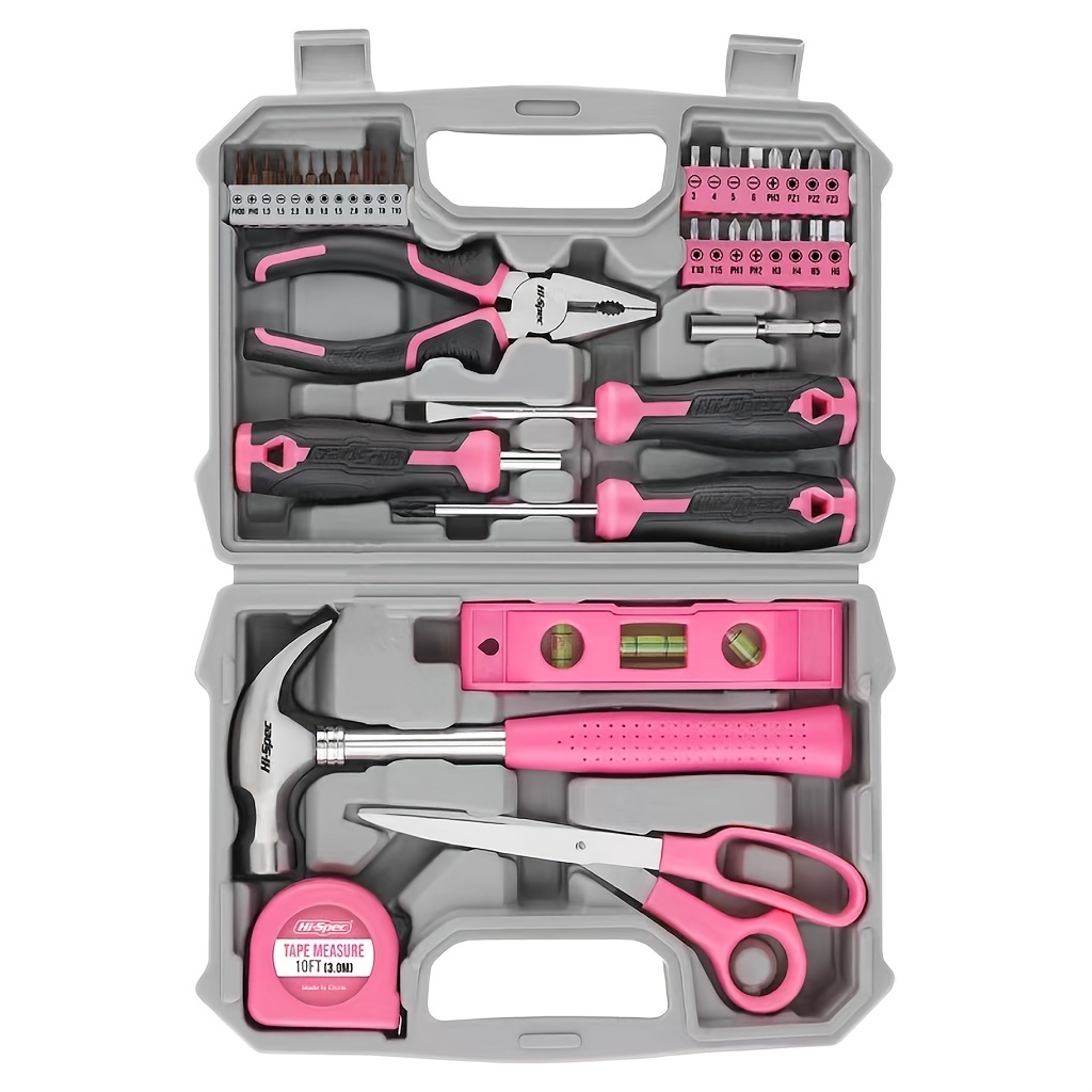 42pcs 53.34cm X 27.94cm Pink Tool Set, Tool Kit For DIY, Necessities ...
