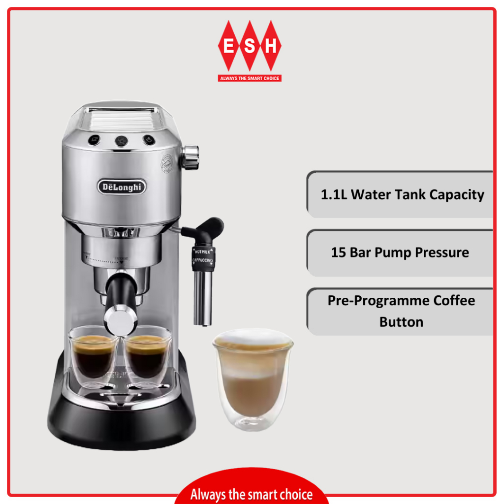 DeLonghi EC685.M Dedica Style Sleek Metal Pump Espresso Coffee Machine