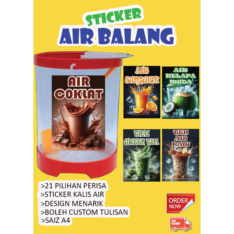 Sticker Air Balang Waterproof Saiz A4 Shopee Malaysia 4558