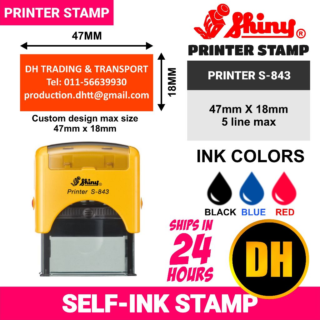 [FAST DELIVERY] SHINY PRINTER S843 47X18MM STAMP SELFINK Shopee