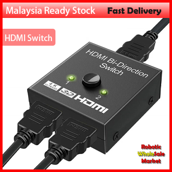 HDMI Switch 2 Ports Bi-directional 1x2  2x1 HDMI Switcher Splitter Supports Ultra HD 4K 1080P 3D HDR HDCP for PS4 Xbox H