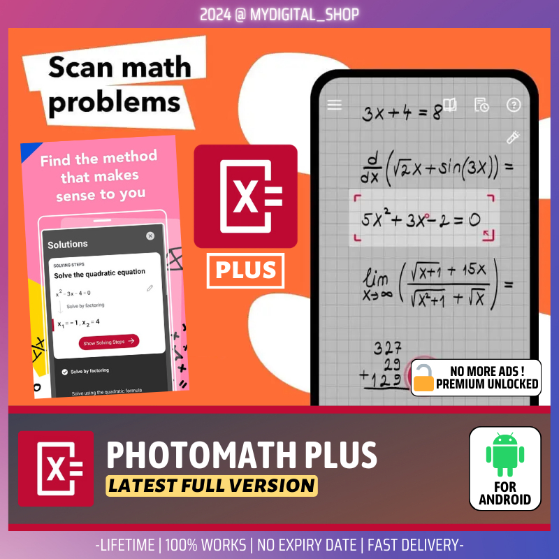 [Android] Photomath Plus 2024 Math Solver Full Version Unlocked Lifetime 100 Works