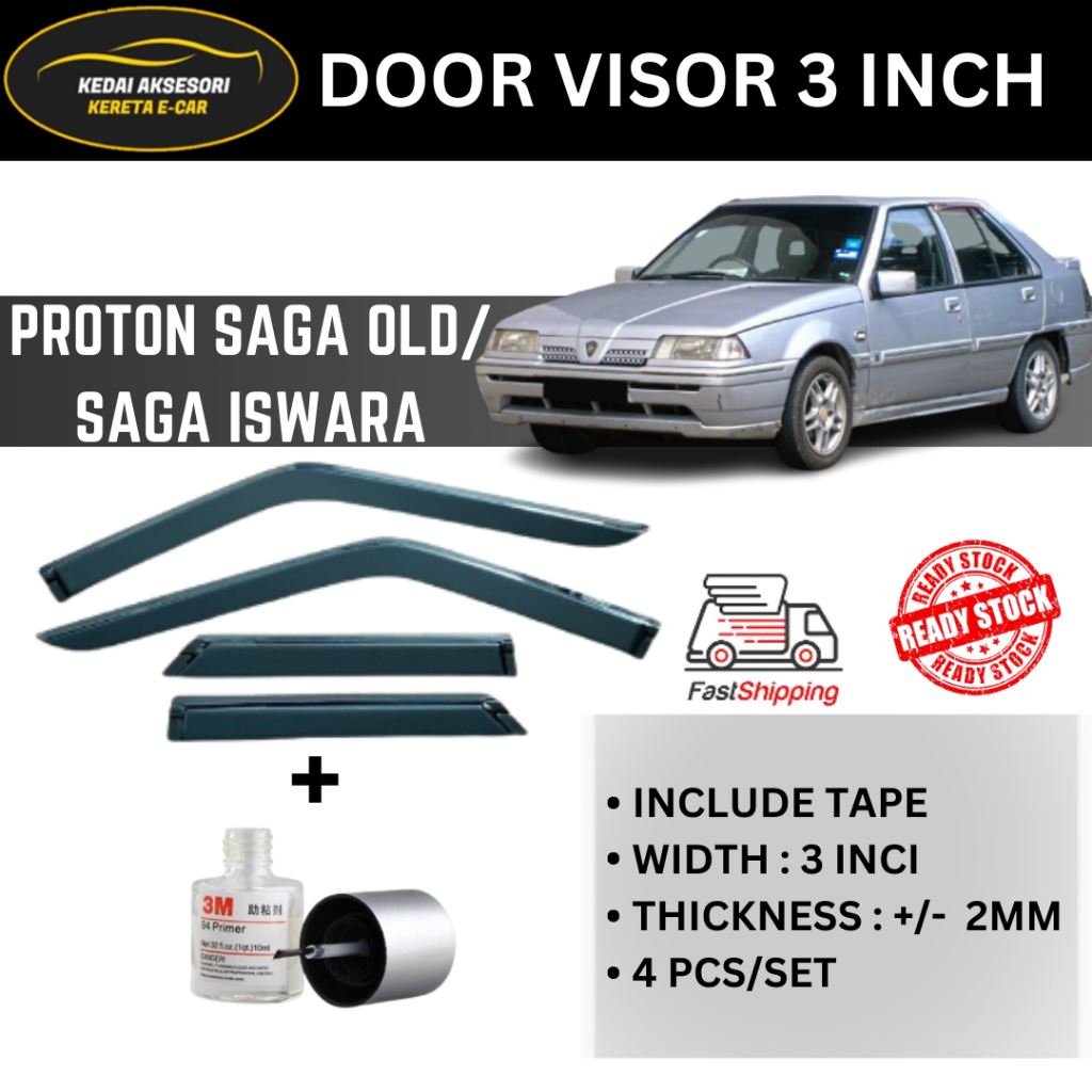 Proton Saga LMST Iswara Door Visor 3' Air Press Window Style Acrylic