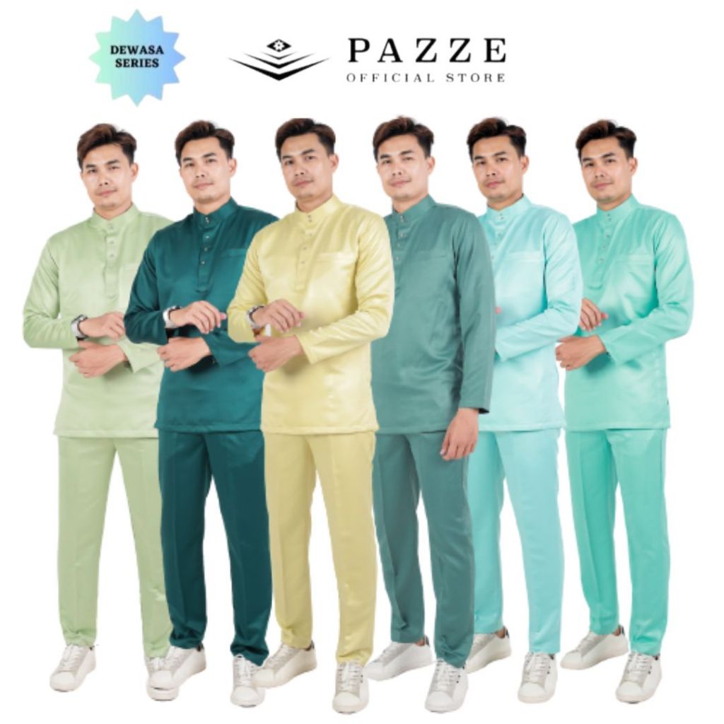 Baju Melayu Modern Slim Fit Pazze - SAGE GREEN, EMERALD GREEN, SOFT ...