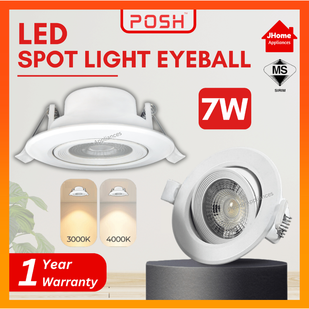 [SIRIM] POSH LED SPOTLIGHT 7W COB EYEBALL CEILING LIGHT ( WARM WHITE