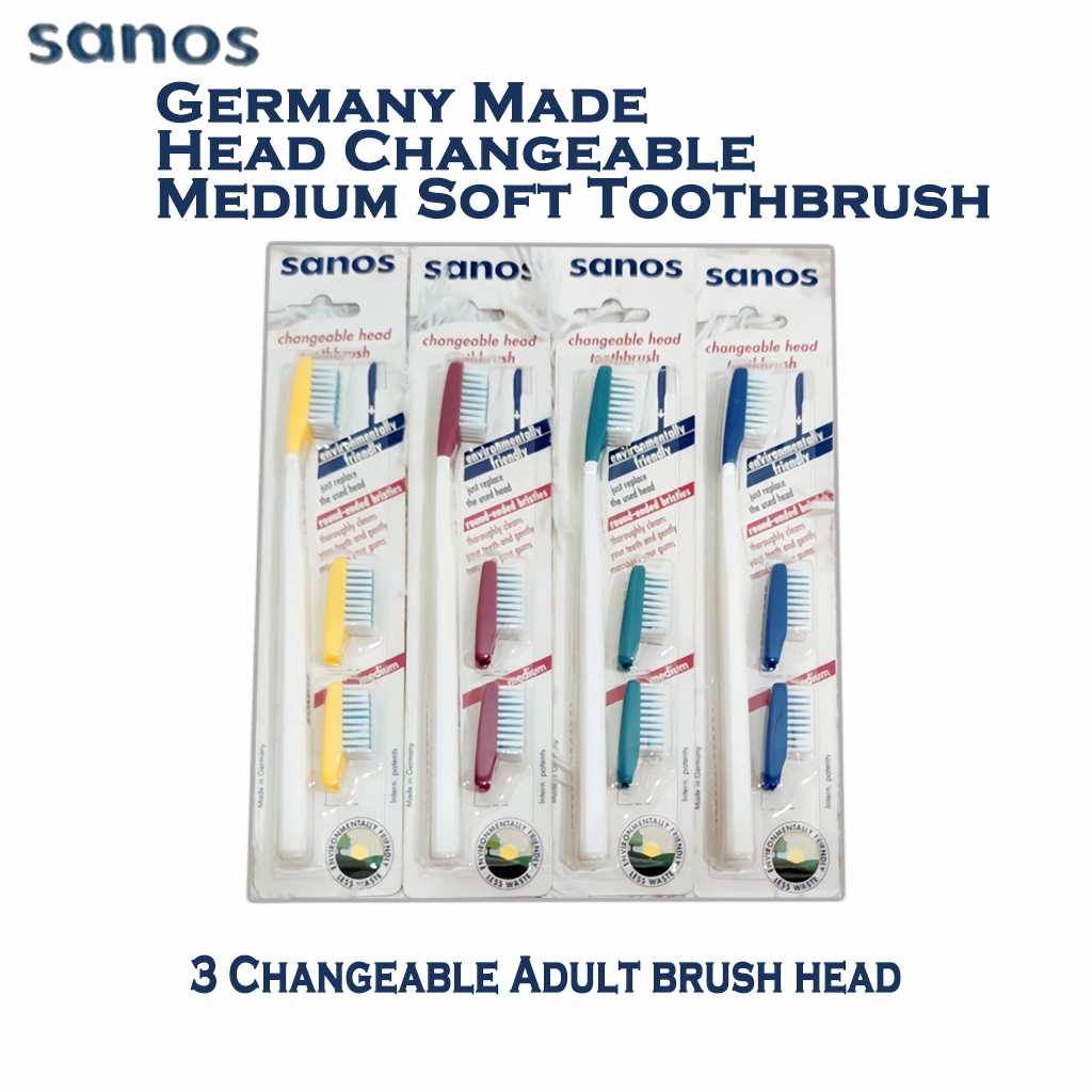 【Sanos】Head Changeable Toothbrush (Medium) Environmentally Friendly ...