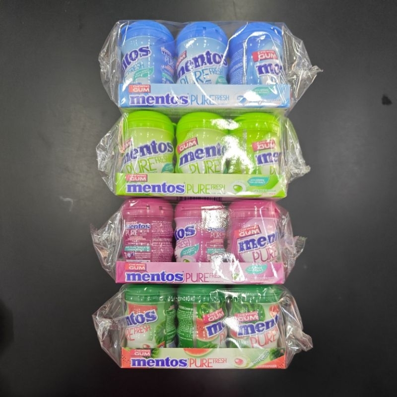 [6BTL] MENTOS PURE FRESH SUGAR FREE CHEWING GUM 57G (FRESH MINT / LIME ...