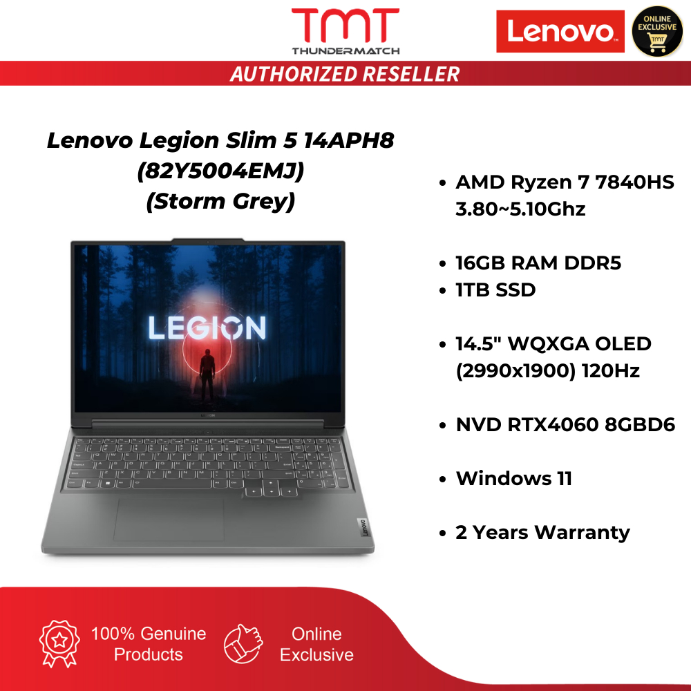 Lenovo Legion Slim 5 14APH8 Gaming Laptop (82Y5004EMJ)(Storm Grey