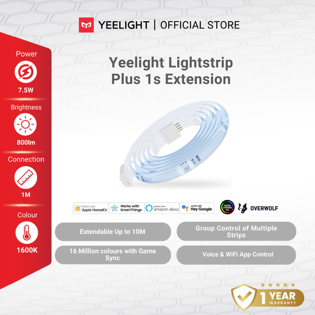 Yeelight Lightstrip Plus 1S RGB LED Strip Razer Chroma Integration (1m ...