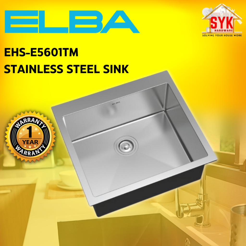 SYK Elba EHS-E5601TM Stainless Steel Sink Kitchen Appliances Single ...