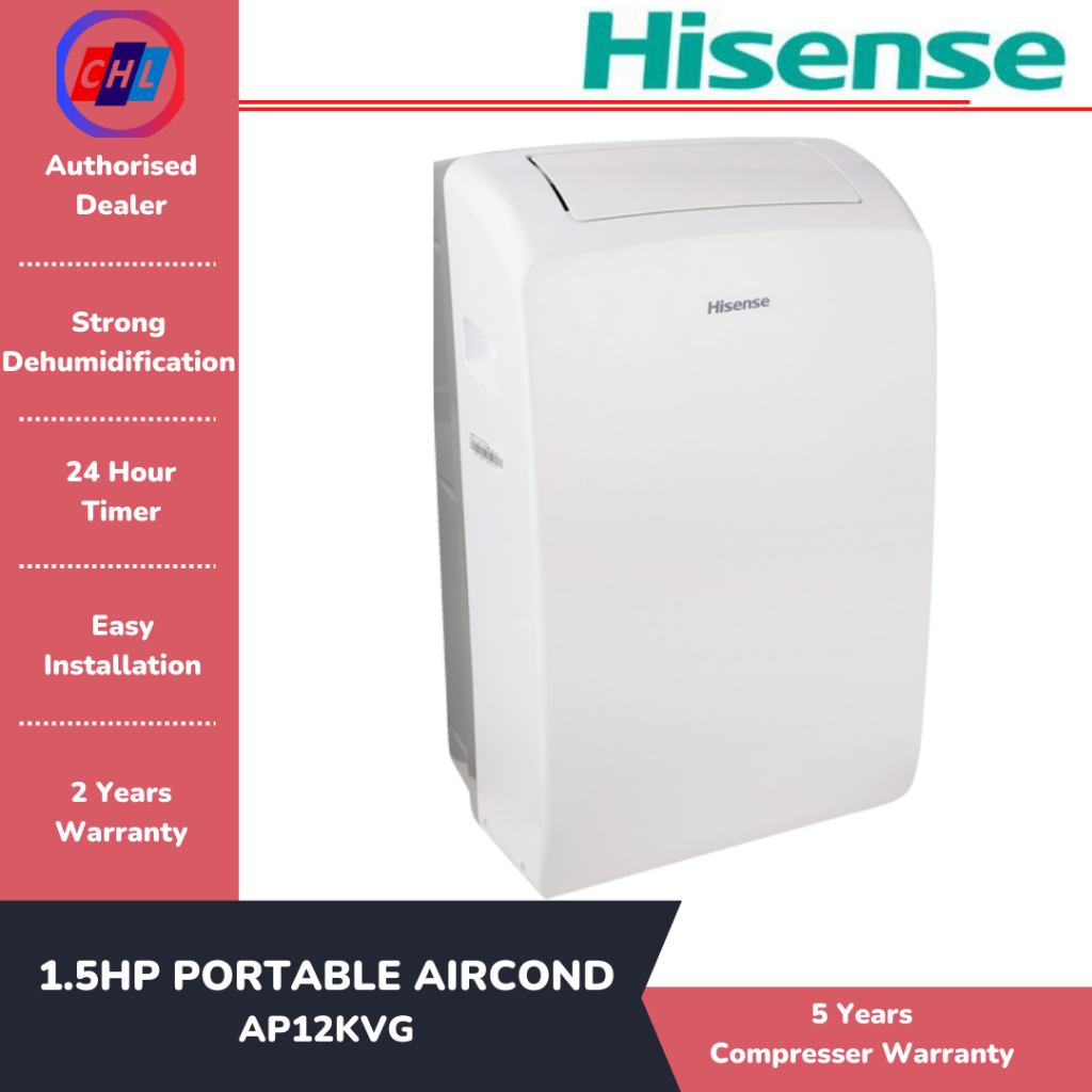 HISENSE (READY STOCK) R32 1.5HP PORTABLE AIR COND AP12NXG HISENSE