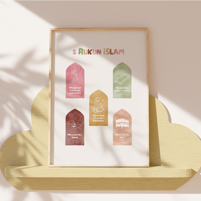 Poster 5 Rukun Islam dengan frame (Nursery Series) saiz A3/A4 by ...