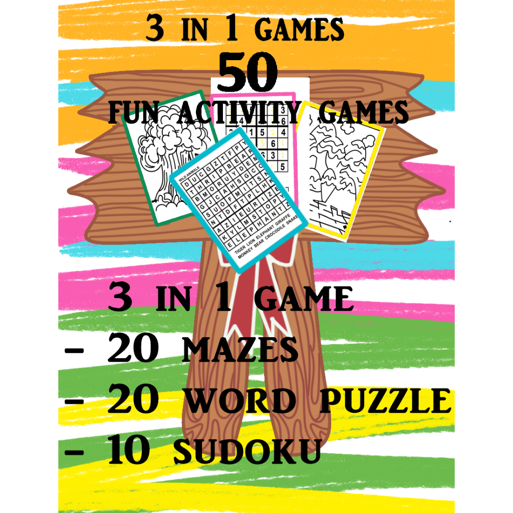 50 Kids Activity worksheets - 20 Mazes, 20 Word Puzzles, 10 Sudoku ...