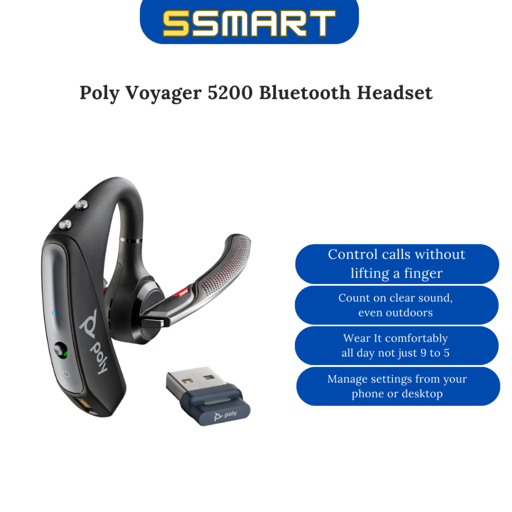 Poly Voyager 5200 Bluetooth Headset Plantronics Single Ear Mono Bluetooth Earpiece With 4978