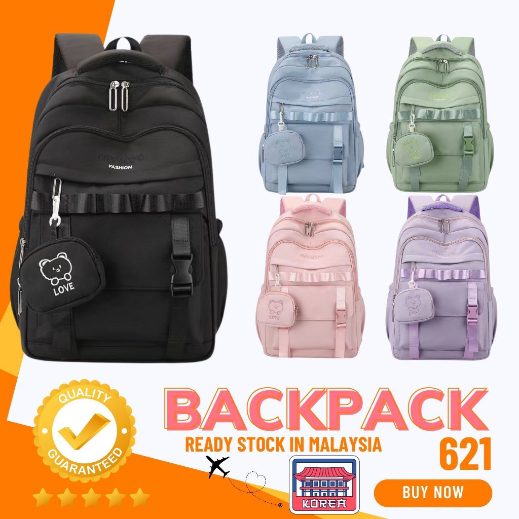 621 #Korea Backpack High Quality ( Beg Sekolah / School Bag / Beg Galas ...