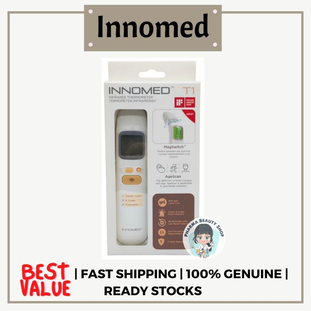 Innomed Infrared Thermometer T1 (5 YEARS WARRANTY MEASURE EAR, FOREHEAD & OBJECT) Shopee