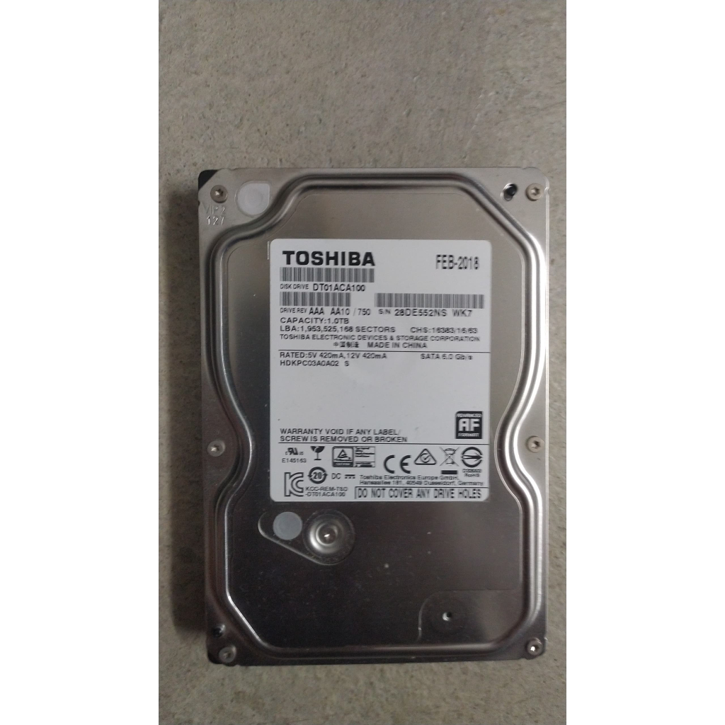 Toshiba Dt01aca100 1tb 35 Sata 7200 Rpm Internal Hdd Hard Disk Drive