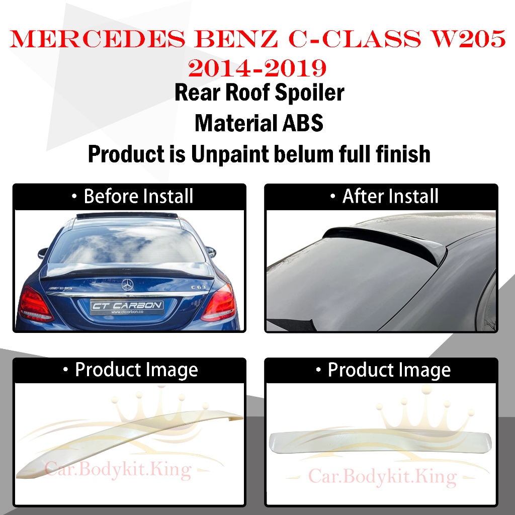 MERCEDES BENZ C-CLASS W205 2014-2019 REAR ROOF WING ROOF SPOILER GLASS ...