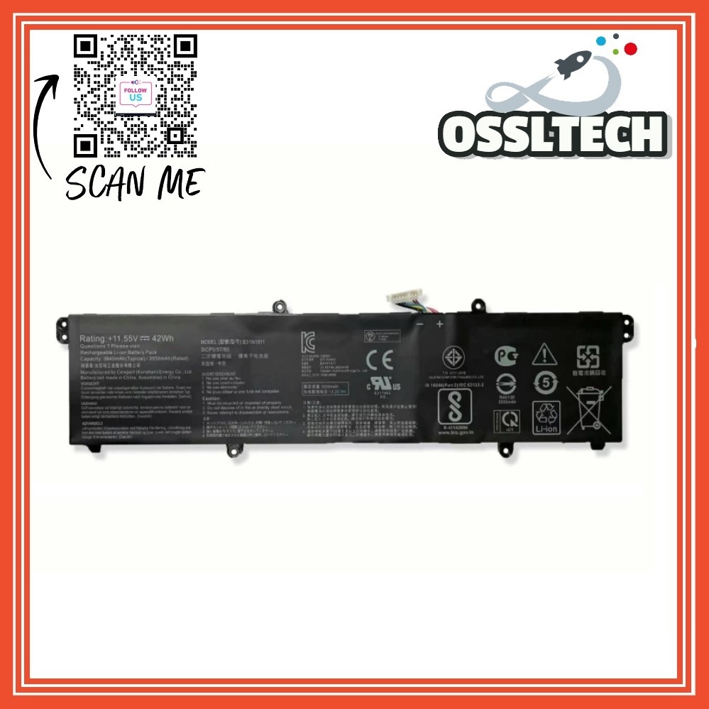 Batteria Vhbw Compatibile Asus VivoBook Flip 14 TP412UA, X413FF, X421 | 3450mAh, 11.55V, Li-Ion