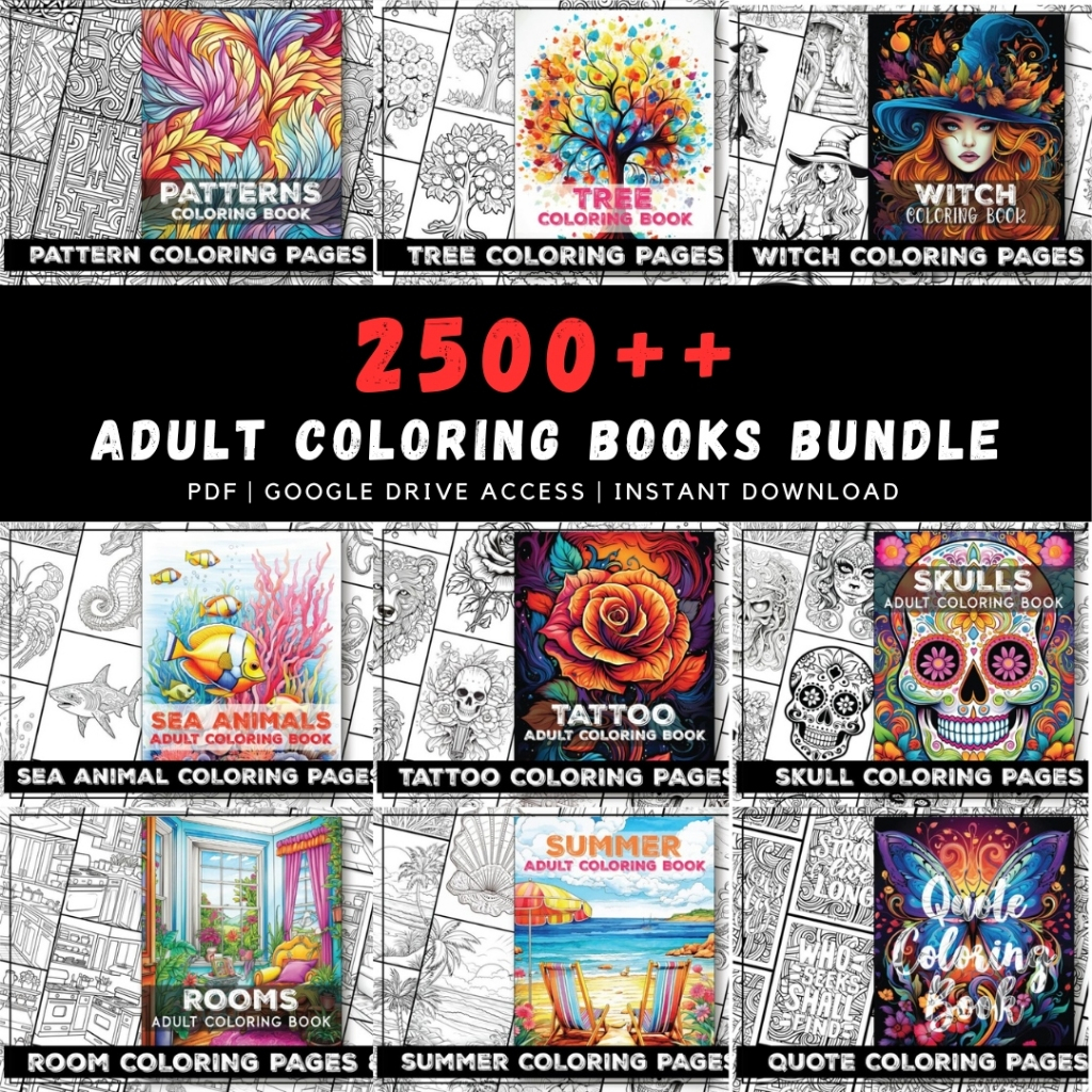 [PDF] Adult & Kids Coloring Book Bundle | 2500+ Coloring Pages & Book ...
