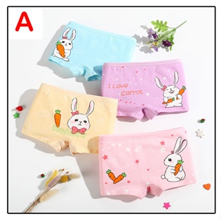 2-12years) 4pcs Baby Girl Underwear Cotton Soft Kid Panties Seluar Dalam  Gadi Underpants Cartoon Children Panty