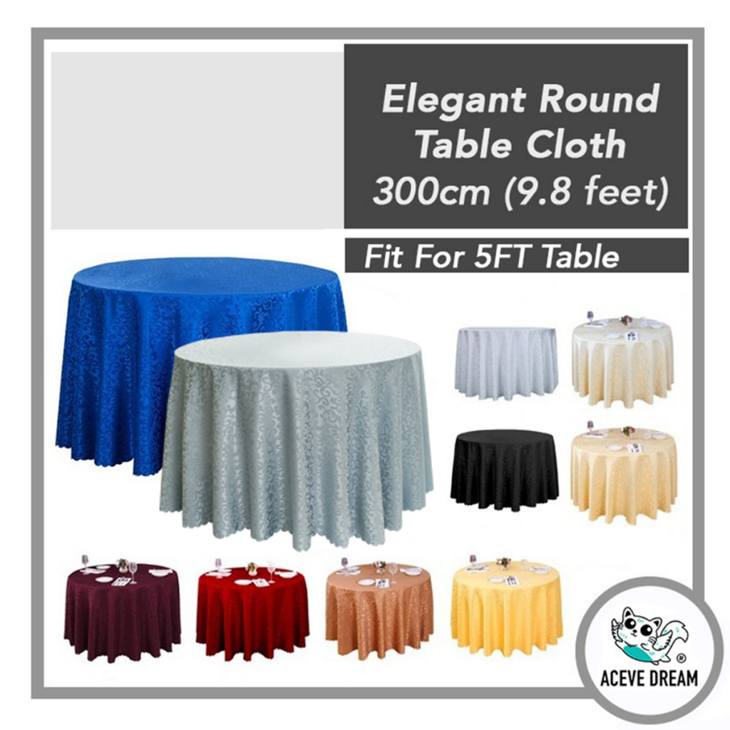 ACEVE DREAM READY STOCK 3.0M Round Damask Pattern Table Cloth Cover ...