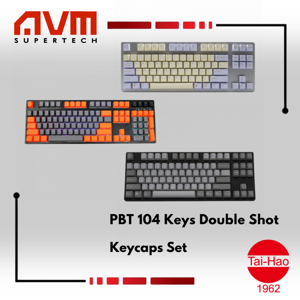 AVM TAI-HAO PBT 104 Keys Double Shot Keycaps Set - Mermaid Kiss / Black ...