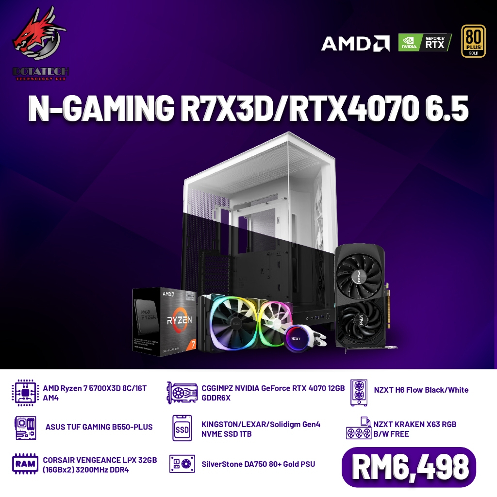 # DOTATECH N-GAMING R7X3D/RTX4070 6.5 - CUSTOM PC GAMING PACKAGE # R7 ...