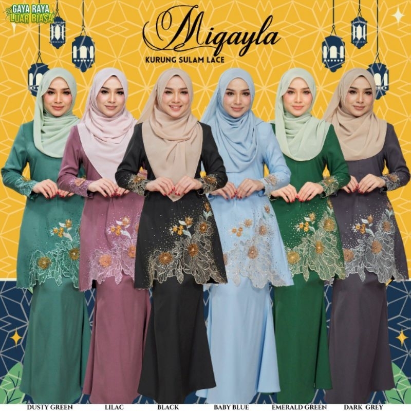 { GAYA RAYA 2024 } MIQAYLA SULAM LACE KURUNG MODEN | Shopee Malaysia