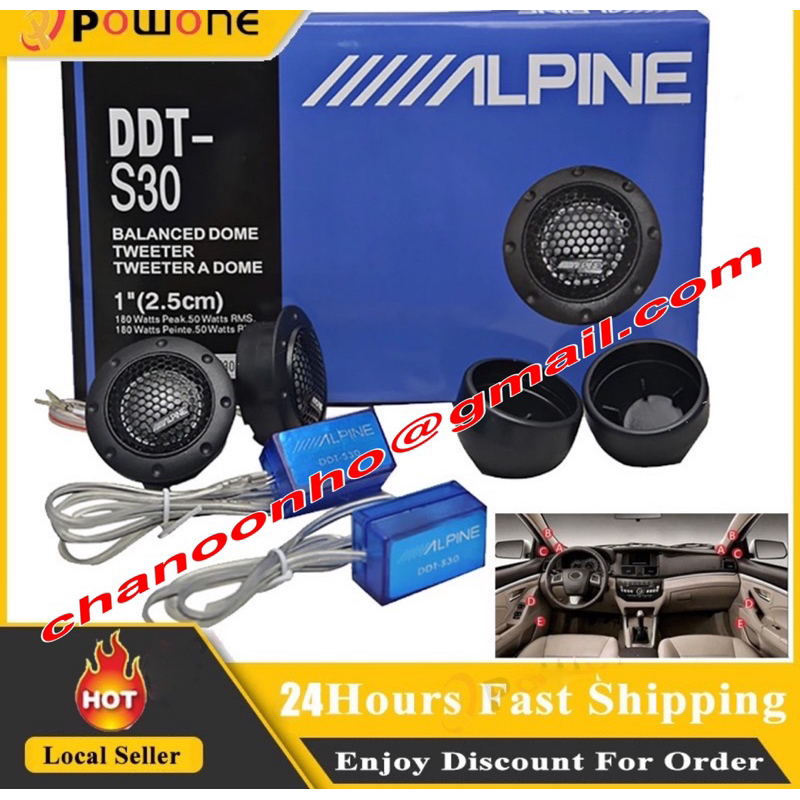DDT-S30 ALPINE WITH CROSSOVER 1” (2.5CM) BALANCED DOME TWEETER ~ 1 PAIR ...