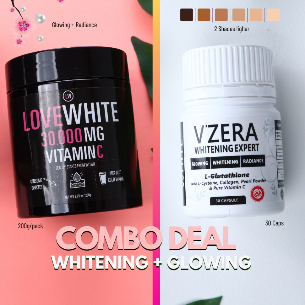 Combo Putih Glowing High Vitamin C Vzera + LoveWhite - Putihkan Kulit Whitening Glutathione