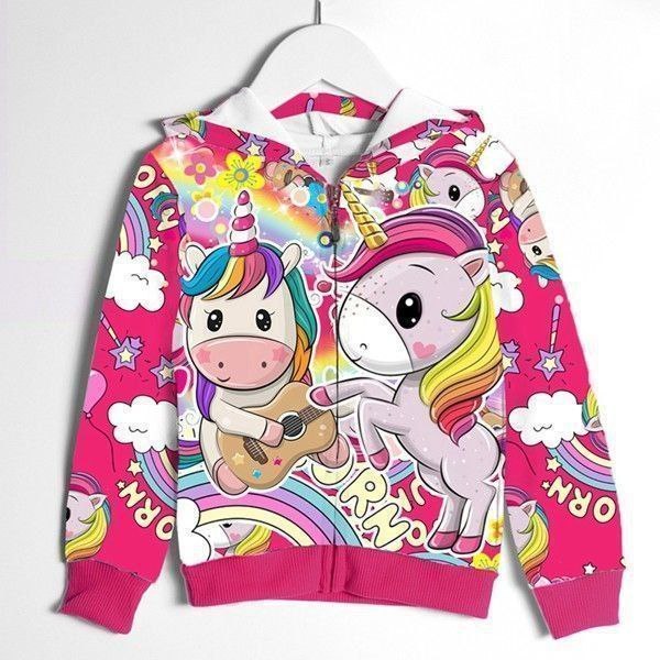 Aero Komb Leher Rib Unicorn Bunga Sweater Anak Perempuan