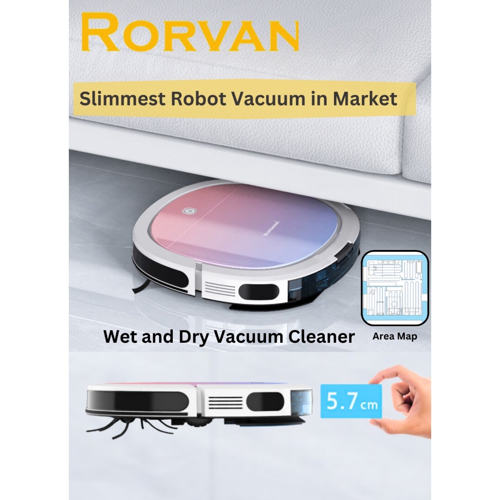 RORVAN 5.7 CM Slim Design Robotic mop & Vacuum Cleaner ( SWEEP - VACUUM ...