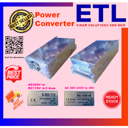 Power supply AC220V to DC110V /4.5 Amp, AC220 40 DC to 48V(20A ...