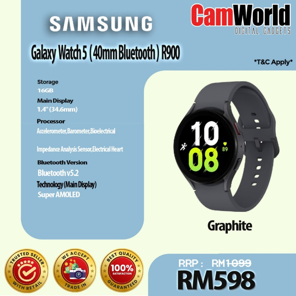 Samsung Galaxy Watch5 / Watch 5 40mm (R900) Bluetooth Graphite Shopee